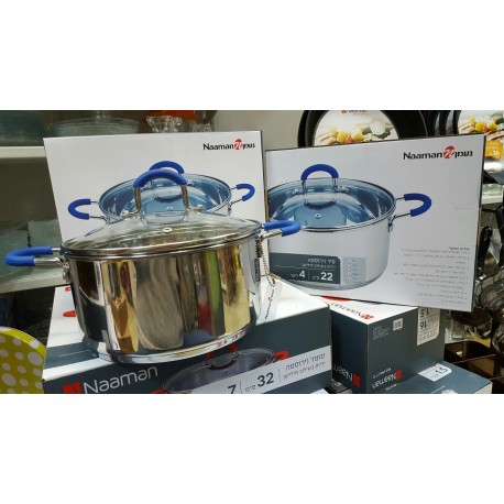 סיר נירוסטה ידיות בשילוב סיליקון סדרת BLUE STAR -נעמן