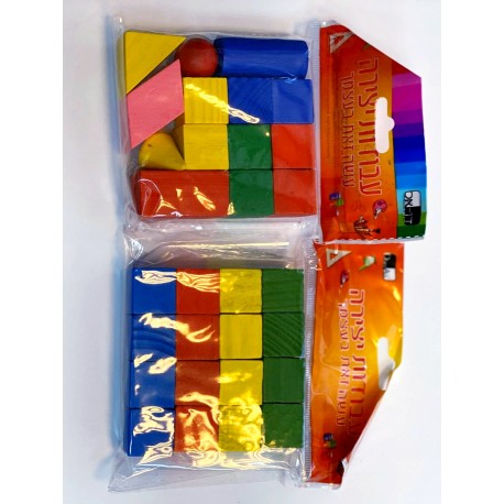 קוביות עץ צבעוני 16 יחידות